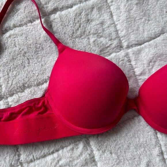Victoria's Secret PINK | Red Script Wear Everywhere Push Up Bra | Size 34A - Picture 3 of 13